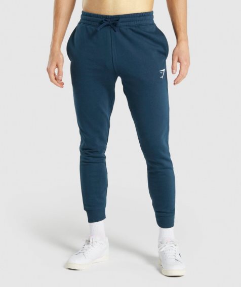 Pantalones Jogger Gymshark Crest Hombre Azul Marino | MX 826ASP
